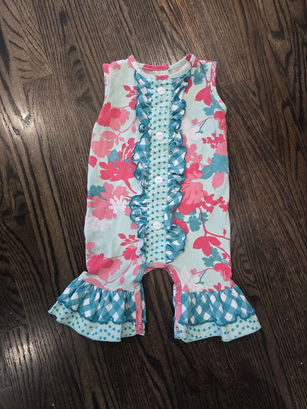 RicRac & Ruffles Floral Ruffle Baby Girl Romper, 12 months